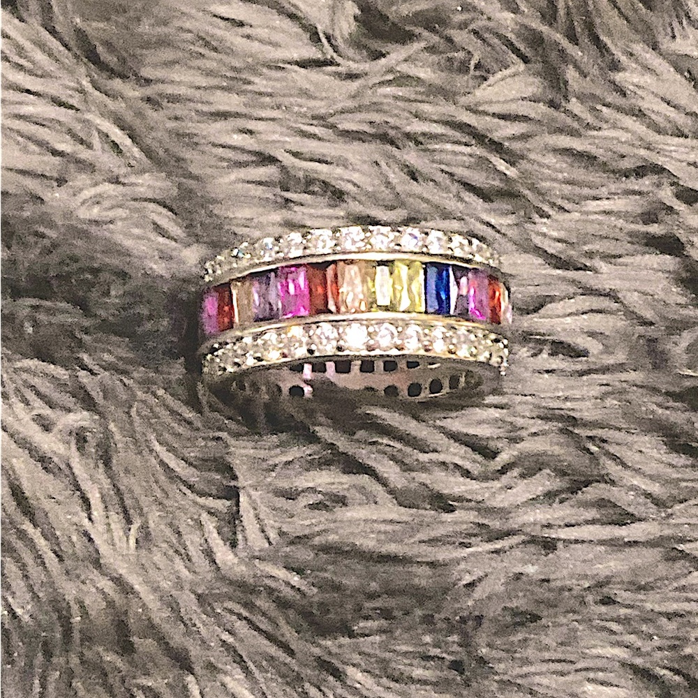 Elegant Multicolor Gemstone Band Sterling silver